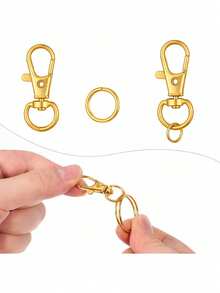 70/140/280/560pcs Keychain Making Material Set - 40 Swivel Clasps, 10 Key Rings, 50 Open Rings, DIY Keychain Craft Tools (Gold/Silver) - Multicolor - View 7