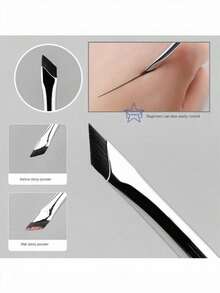 1pc Ultra-Thin Angled Eyeliner Brush, Precise Flat Eyebrow Concealer Brush, Multi-Function Detail Makeup Brush, Suitable For Under Eye, Eyebrow Filling And Fine Eyeliner - Black - View 2