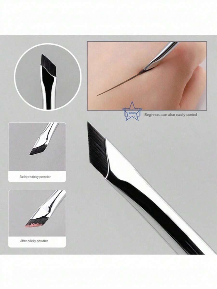 1pc Ultra-Thin Angled Eyeliner Brush, Precise Flat Eyebrow Concealer Brush, Multi-Function Detail Makeup Brush, Suitable For Under Eye, Eyebrow Filling And Fine Eyeliner