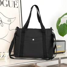 Women's Durable Nylon Shoulder Bag | Spacious Everyday Tote Bag With Detachable Strap, Zipper Closure And Multiple Pockets, Machine Washable (Black, Khaki, Beige Available) | Fashion Casual Bag - View 9