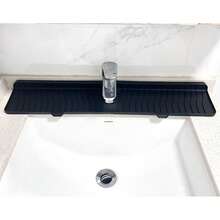 Innovative Silicone Faucet Splash Guard Mat, Self-Draining Sloped Design, Non-Slip Wavy Texture Sink Mat, Grey Countertop Protection Pad, Can Hold Soap And Cleaning Sponge, Fast Drainage Design, Practical Kitchen Tool, Suitable For Home, Travel And Cruise Use, Daily Home Essential - Multicolor - View 9