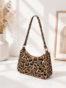 Fashionable Minimalist Shoulder Underarm Baguette Bag - Leopard Print - View 3