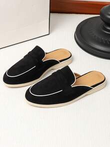 Flat Slip-On Loafers 2027 Summer New Men's Closed-Toe Mule Sandals Casual Comfortable Slippers Plus Size Men's Shoes 44-46 - Black - View 3
