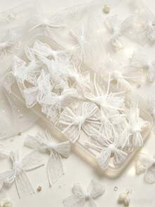 50pcs/20pcs/Lot 5x6cm Elegant Lace Ribbon Bows, Handmade Tied Hair Accessories & Clothing Decor, DIY Sewing Craft Gift Decoration - View 10
