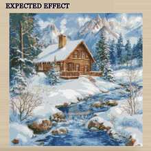 11/14CT Printed Cross Stitch Kit. Rustic Cabin & Natural Landscape Series. Relaxing DIY For Adult Beginners. Includes Fabric, Needles, Threads & Chart. Frameless. Handmade Wall Art Decor Gift. 40x40cm/15.7x15.7in. - Scenery - View 16