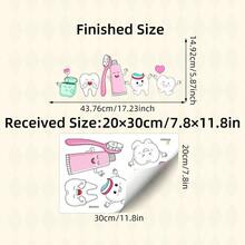1pc Dental Health Wall Sticker, Featuring Cute Tooth Characters, Toothbrush And Floss Patterns, Removable Peel And Stick Decorative Decal, Suitable For Bathroom Vanity Area Decoration, Oral Care Themed Art - Multicolor - View 2