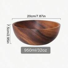 1個相思木沙拉碗，小號木製盛裝碗，現代圓形單碗，適用於水果、沙拉、蔬菜、義大利麵、湯品、穀物，農舍風廚房裝飾與創意禮物 - 彩色 - 查看 11