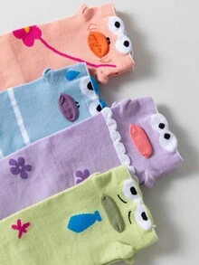 1/4 Pair Cute Funny Cartoon Fish Expression Women's Mid-Calf Socks - Multicolor - View 2