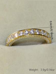 1pc Romantic Cubic Zirconia Ring For Women, Wedding Engagement Party Jewelry, Valentine's Day Gift - Yellow Gold - View 7