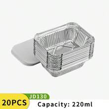 20 件 5.1x3.9 英寸铝箔烤盘 - 高导热性锡箔盘 - 一次性炊具，适用于烘焙、烧烤、烹饪、储存、食物准备 - 銀色 - 查看 10