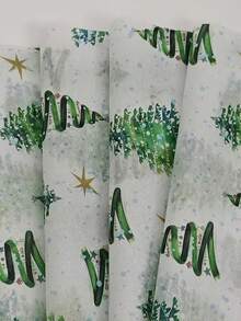 40pcs 50x35cm Christmas Tree Pattern Thin Tissue Paper Multi-Pack, Winter Christmas Holiday DIY Handmade Wrapping Paper, Waterproof Reusable Indoor Desktop Gift Box Gift Bag Filler Packaging Paper - Christmas Tree - View 7