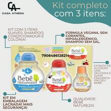 Kit Banho Bebê Shampoo Condicionador Colônia Infantil Sem Lágrimas Hipoalergênico Vegano Extrato Algodão - Damasco - Visão 3