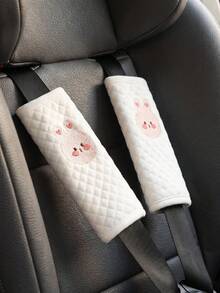 Almofadas de Ombro para Bebê, Novas Almofadas de Ombro para Bebê com Bordado de Coelho Fofo, Almofadas de Ombro Amigáveis à Pele Anti-Atrito Anti-Fricção, Protetor de Assento de Carro para Recém-Nascido, Adequado para Carrinhos de Bebê & Assentos de Carro, Bebê Unissex, Almofadas de Ombro para Crianças 2 Peças/Conjunto, Macio & Respirável, Estilo Universal, Essencial para Viagens ao Ar Livre, Presente para Bebê, Produtos para Bebê, Carrinho de Bebê & Acessórios - Coelho Cremoso - Visão 5