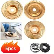 5pcs Wood Carving Disc Set Compatible With 4 Inch Angle Grinder, 3 Wood Grinding Discs + 2 Angle Grinder Backing Pads, Tool Accessories - 5 Pieces [Includes 3 Grinding Discs/2 Pressure Plates] - View 6