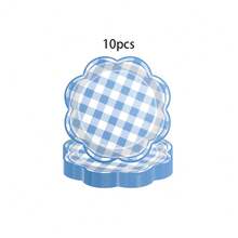 10/20/40/60pcs,Gingham Party Supplies Paper 7inch Plates Disposable Set Cutlery For Checkered Dinner Wedding Party Favor,Camp Gingham Paper Plates Gingham Checkered Bachelorette Party Supplies Glamping Birthday Dinner Plates Summer Bridal Shower Decorations Camping Themed Party Favors BabyShower(Blue ,Green And Pink) - Multicolor - View 16