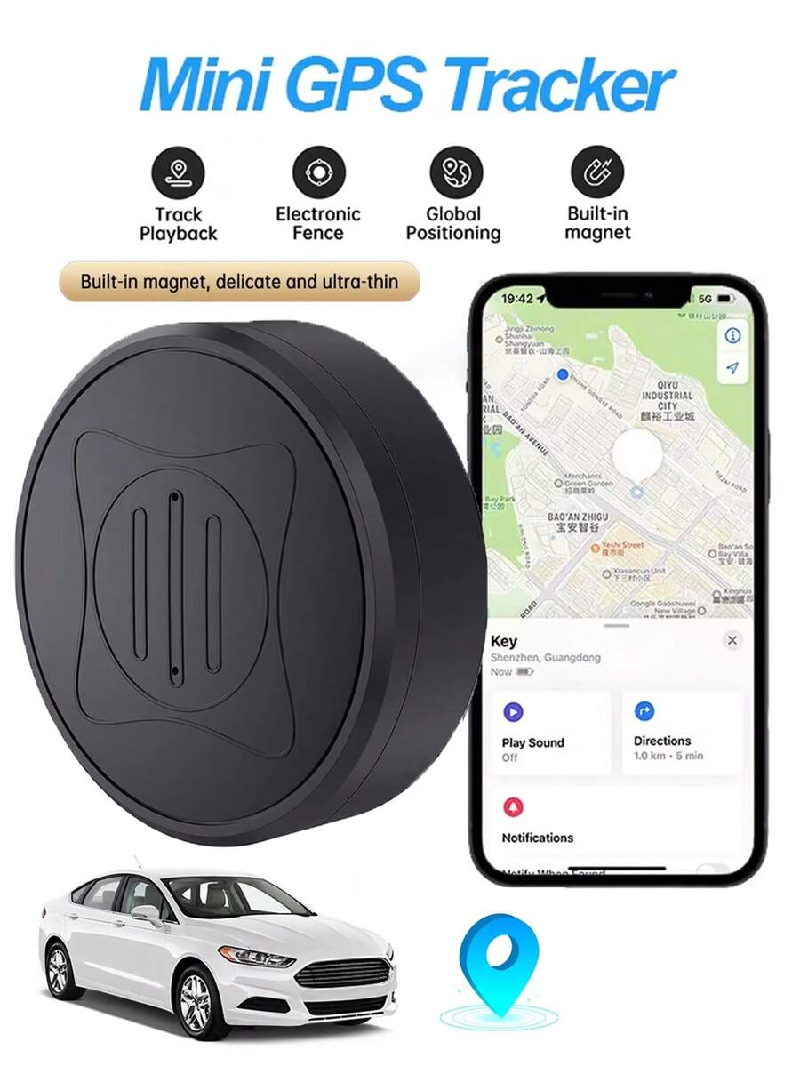 Localizador GPS mini, rastreador GPS portátil, dispositivo de seguimiento GPS anti-pérdida en tiempo real, localizador GPS magnético para automóvil, cobertura global del rastreador de posición para automóvil, mascota, niños, billetera (tarjeta SIM no incluida)