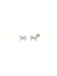 5 Pairs Women's Hypoallergenic Earrings, Cute Screw Back Earrings, Surgical Steel Cute Pink Butterfly Heart Flower CZ Flat Back Studs - 5 Pairs Of Pink Stud Earrings + Butterfly Stud Earrings - View 12