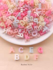 80pcs Fashionable Minimalist Acrylic Mixed Color 26 English Letter Beads, Handmade DIY Jewelry Accessories - Multicolor - View 4