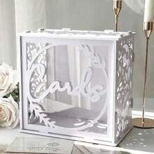 DIY Large White Acrylic Gift Card Box With Card Slot And Transparent Window, Greeting Card Storage For Wedding, Graduation, Birthday Party, Party Favor Tabletop Decor - A - View 1