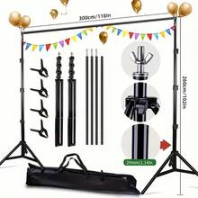 YAIUZGOO 2.6M X 3M Adjustable Background Stand, Portable Photography Backdrop Support Set, Includes Storage Bag And 4 Clips, Easy To Assemble, Suitable For Studio, Wedding, Party, Balloon Arch, Photo Booth And Events - View 12