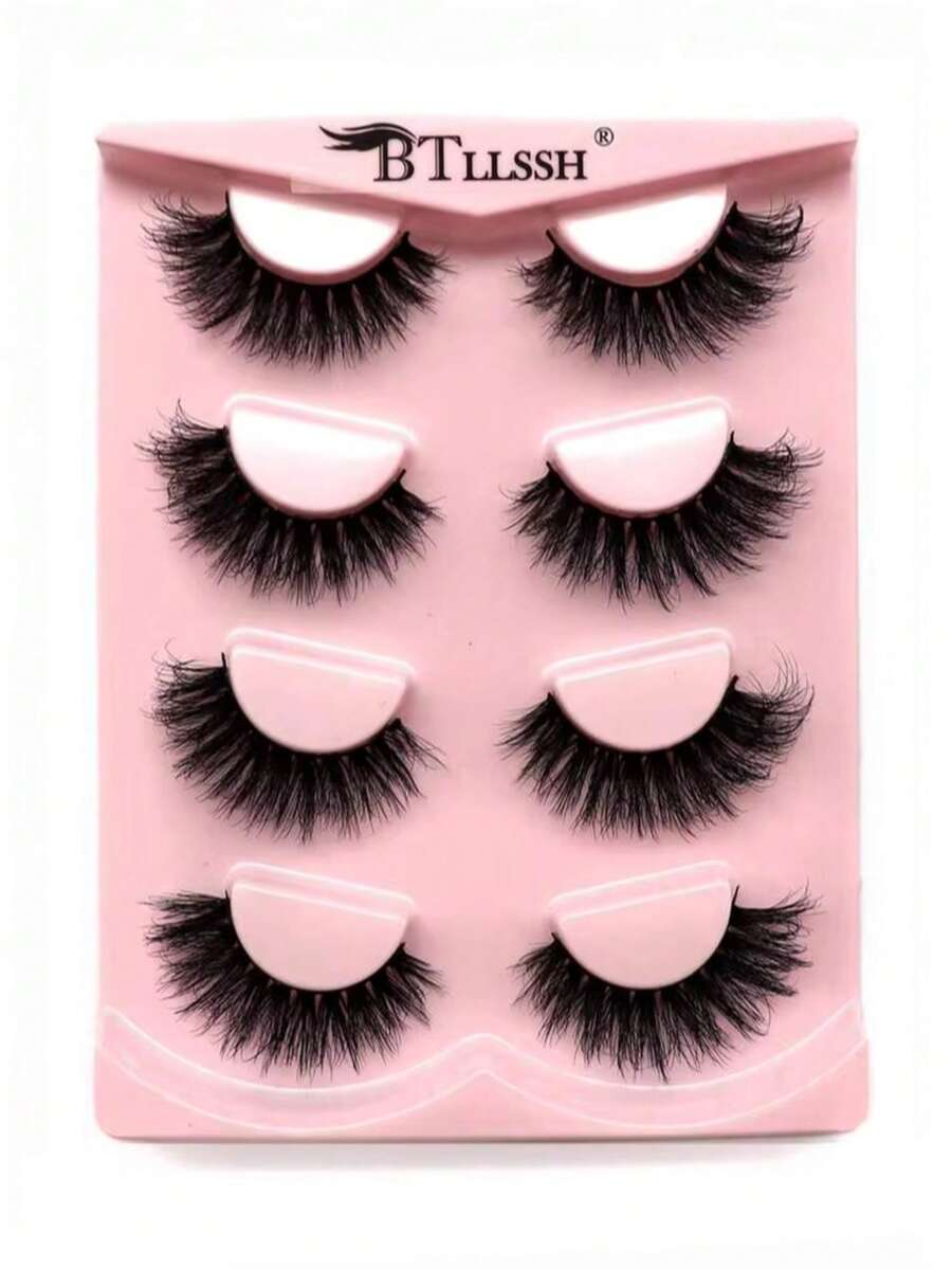 5 Pairs Dense Curly False Eyelashes Basic Makeup - Black - View 1