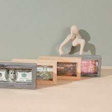 1pc Vintage Wooden Dollar Bill Picture Frame, Single Style Currency Display Stand, Suitable For Graduation, Birthday, Wedding, Housewarming And Other Occasions Cash Gift Display Frame, Desktop Countertop Currency Collectible Storage Decoration, Unique Gift Designed For Coin Enthusiasts And Collectors - Multicolor - View 11