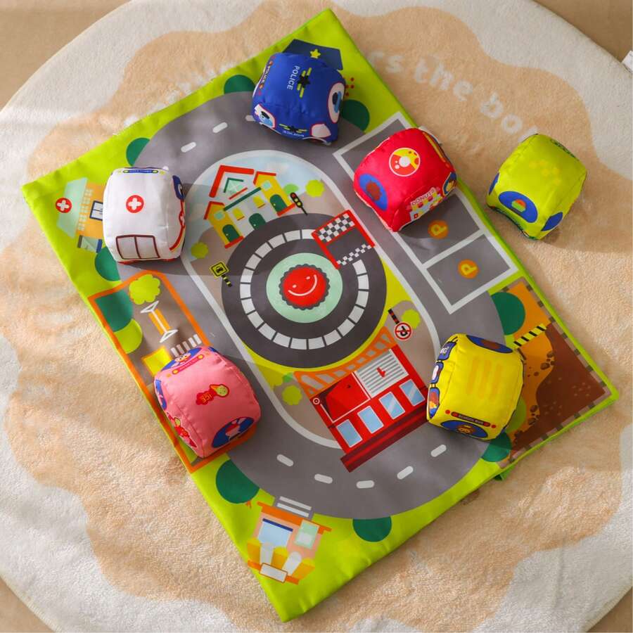 Libro de tela irrompible para bebé, juguete educativo de pesca de tela para bebés con modelo de coche y bolsa de almacenamiento, juguete de aprendizaje temprano - Multicolor - Ver 1