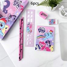 Hasbro 6pcs/Set Stationery Gift Box Set, Includes Pencil, Ruler, Pencil Sharpener, Eraser, Notebook Combination, Daily Office Gift, Holiday Gift, Complete Cartoon Stationery Desktop Accessories Set, Party Favor - Multicolor - View 6