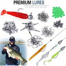 Kit de 302 señuelos de Pesca, Cebo Duro Artificial con Anzuelos de Pesca Gusanos Larvas Bichos Sábalos Gusanos de Cola y Cajas, Cebo de Agua Dulce para Lubina, Accesorios de Pesca para el mar - Multicolor - Ver 5