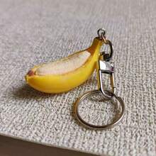 2pcs Worry-Free Banana Artificial Fruit Keychain Bag Pendant, Cute Creative Banana Charm Decoration, Backpack Accessory - Banana With Door Hook - View 2
