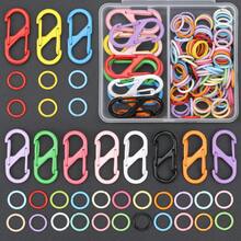 120pcs/Box DIY Keychain Making Parts Set, Random Mixed Colors, Includes S-Shaped Spring Lobster Clasps And Jump Rings, Zinc Alloy Figure-8 Hook Connectors, Suitable For Braided DIY Bag Charms, Keychains, Open Connectors, Keychain Accessories Making Materials, DIY Key Ring Accessories - Double-ended Spring Clasp & Jump Ring - View 9