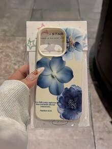 1件 白色勵志語錄海軍藍花卉極簡風個性化 TPU 防震全包覆手機殼，適用於 Apple 17 16 15 14 13 12 11 Pro Max Air 及 Series 系列 - 彩色 - 查看 2