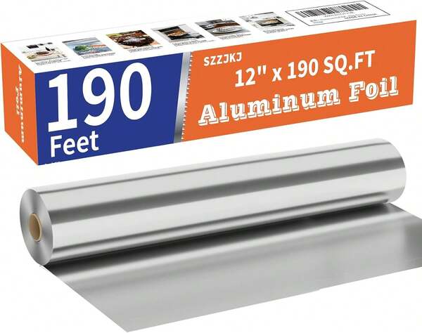 rollo de papel de aluminio 30 5 cm x 57 8 m papel de aluminio grueso y resistente con cortador film transparente apto para alimentos para cocinar hornear asar cocinar a la parrilla y congelar