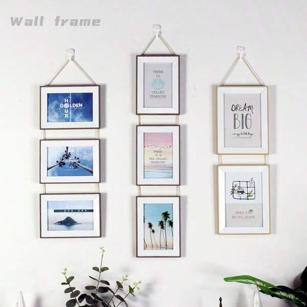 1 Set Marco de Fotos Colgante de Pared Collage, 4x6 y 5x7 Pulgadas, 3/4 Agujeros, Marco de Fotos Decorativo Conectado Montado en la Pared, Adecuado para Múltiples Fotos, Vertical u Horizontal, Aplicable para Decoración de Pared del Hogar, Pasillo, Oficina/Decoración del Hogar