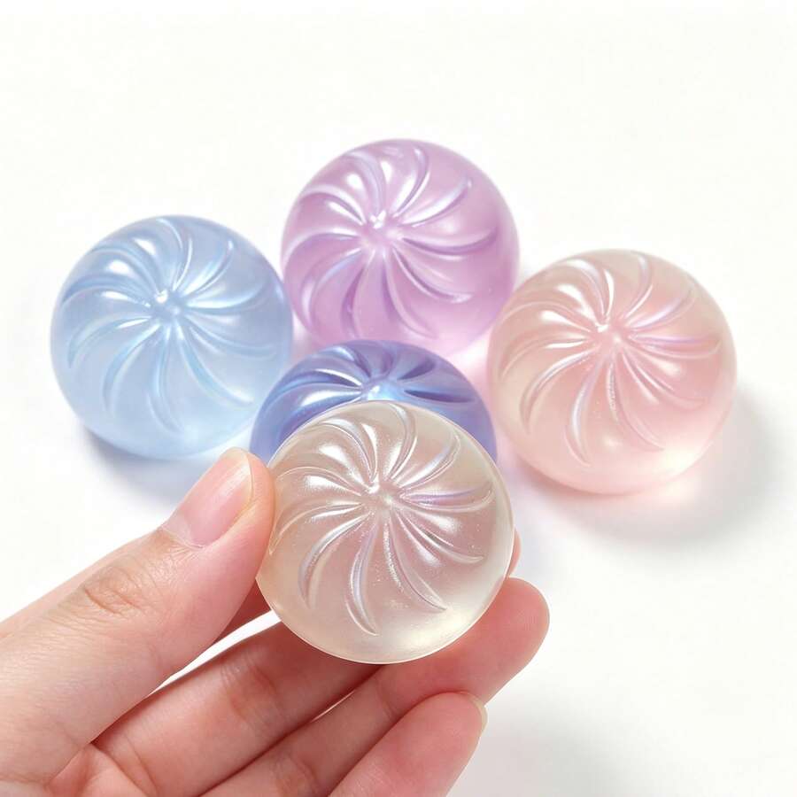 4pcs Minimalist Solid Color Gradient Matte Jelly Material Streamlined Pattern Dumpling Shaped Stress Relief Balls, Suitable For Home Leisure Squeezing To Relieve Anxiety And Irritability, Focus And Sensory Soothing Toy, Ideal As Birthday Gift For Friends And Family - Multicolor - View 1