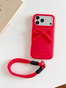 Lolla 1pc Fresh Bowknot Lanyard Anti-Drop Silicone Phone Case Compatible With IPhone 15 Pro Max/16/16 Pro/16 Pro Max/17/17 Pro/17 Pro Max - Multicolor - View 10