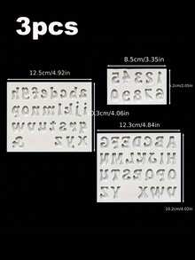 1 套/3 套 3D 字母数字硅胶软糖模具，大写小写卡通巧克力粘土烘焙工具、糖果模具、蛋糕装饰用品 - 矽膠模具 - 查看 4
