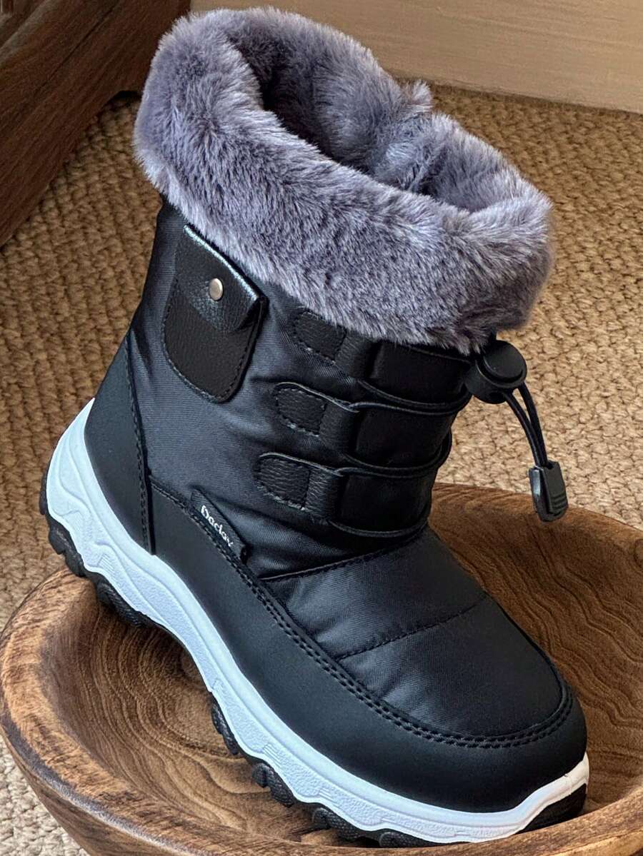 兒童雪地靴，男孩女孩通用雪地靴，戶外靴，露營靴，保暖加厚