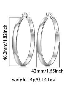 1pc Elegant, Luxurious, Sweet, Minimalist, Versatile, High-End 925 Sterling Silver Hoop Earrings, Suitable For Daily Wear, Vacation, Party, Date, Holidays And As A Gift - Silver - View 3
