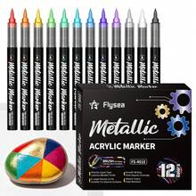 Flysea 48/36/24/12 Colors Direct Liquid Acrylic Paint Markers, Colorful Marker Pens, Coloring Set, Quick Drying, Fade-Resistant, Perfect For Painting, Illustration, Craft Arts, School Back To School Season For Coloring Books And Other DIY Projects, Suitable For Paper, Fabric, Wood, Rock, Plastic, Glass, Ceramic, Pumpkin, Metal, Etc., Easter, Thanksgiving, Halloween, Christmas Gifts And Supplies - Multicolor - View 4