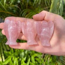 Rose Quartz Angel Carving: AAA Grade Healing Crystal Decor (2'') - Pink - View 8