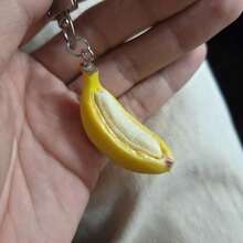 2pcs Worry-Free Banana Artificial Fruit Keychain Bag Pendant, Cute Creative Banana Charm Decoration, Backpack Accessory - Banana With Door Hook - View 8