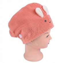 1 Microfiber Hair Drying Towel With Ear Design - Coral Pink - View 1