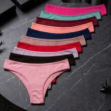 Kit 10 Calcinha Em Algodão Tanga Conforto adulto - Multicolorido - Visão 2