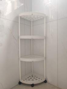 3/4/5层三角形塑料滚动储物架兼落地式淋浴架，节省空间，适合作为节日礼物，放置于角落、厨房、客厅、浴室、阳台和玄关处。可拆卸移动，有效收纳整理洗发水、洗面奶、面膜、毛巾、沐浴露、美容产品和日常用品。 - 彩色 - 查看 16