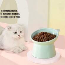 Cat Ear Shaped Elevated Pet Feeder, Non-Slip Base, Comfortable Neck Design - 3 Colors Pet Feeding Bowl (Pink/Green/Blue) - 500 - View 5