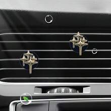 4pcs Electroplated Four-Pointed Star Cluster Resin Air Vent Clip Decor, Women's Car Interior Accessories, DIY Car Air Vent Decoration, Fragrance-Free - A - View 6