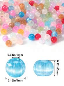 4mm 200pcs Cat Eye Glass Seed Beads, Colorful Round Spacer Beads For Jewelry Making DIY Bracelets, Necklaces, Earrings Handmade Accessories - Cat's Eye - View 2