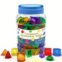 Transparent Geometric Shapes Children's Set, 3D Shape Math Teaching Aids, With Storage Jar, Colorful Educational Blocks, Suitable For Children's Learning, STEM Toy Gift, Suitable For Boys And Girls - Multicolor - View 4
