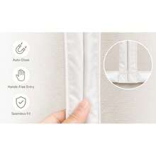 1pc Pure White Flexible Fine Mesh Mosquito Screen Door, Magnetic Seamless Auto-Closing, Multiple Sizes Available, No Drilling Easy Installation, Pet-Friendly Scratch-Resistant Durable, Breathable Mosquito-Proof Screen Door For Home Living Room, Balcony, Bedroom - Pure White Polyester Screen Door - View 8